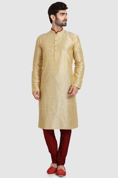 Gold Art Silk Kurta Pajama (NMK-5924)