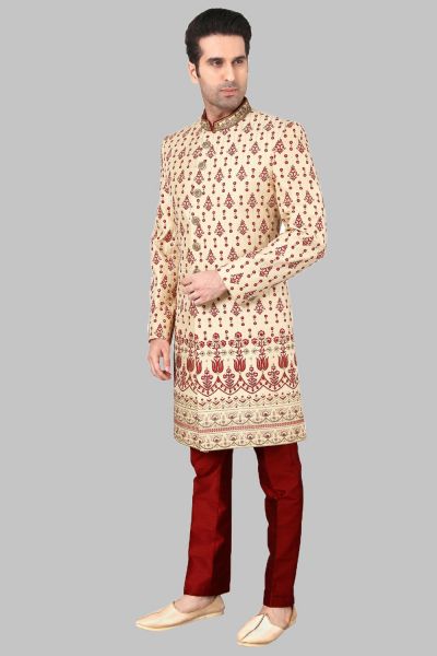 Gold Art Silk Sherwani (NMK-5235)