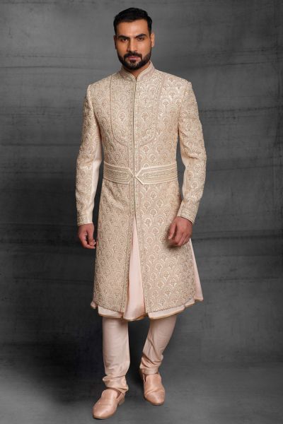 Gold Silk Grooms Sherwani (NMK-5439 )