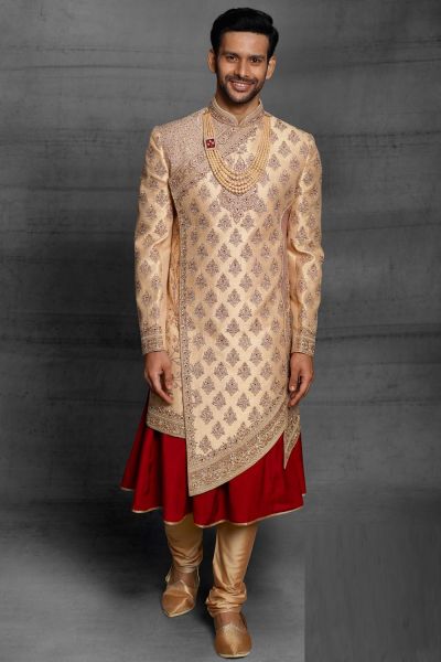 Gold Silk Mens Sherwani (NMK-5418 )