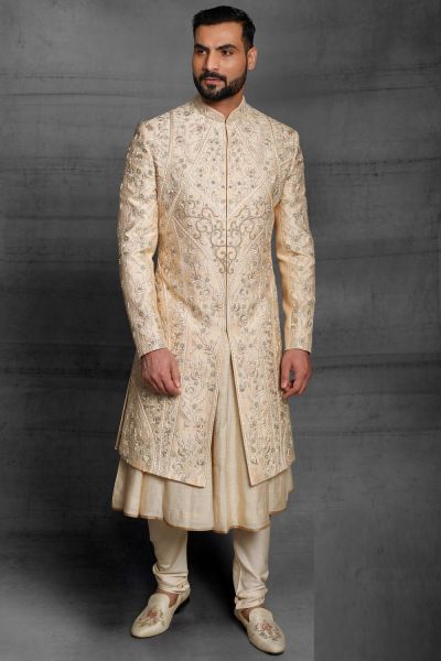 Gold Silk Mens Sherwani (NMK-5437 )