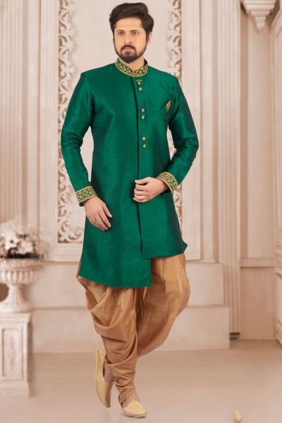 Green Art Banarasi Silk Indo Western Kurta (NMK-4046)