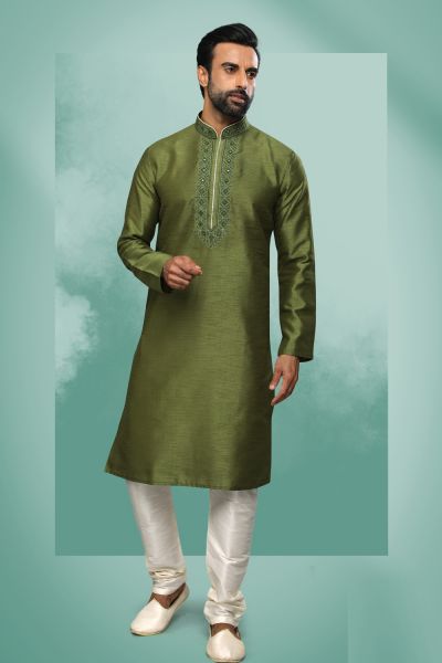 Green Art Silk Casual Kurta Pajama (NMK-6416)