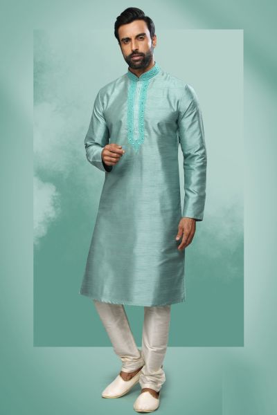 Green Art Silk Kurta Pajama (NMK-6411)