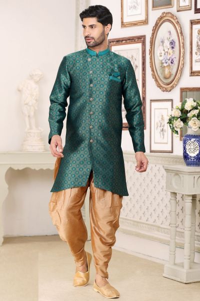 Green Banarasi JaquardMens Indo Western (NMK-6900)