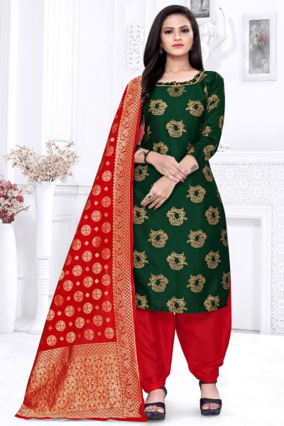 Green Banarasi Silk Salwar Kameez (NWS-6343)