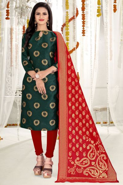 Green Banarasi Silk Salwar Suit (NWS-6351)