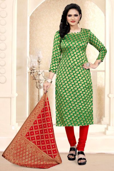 Green Banarasi Silk Salwar Suit (NWS-6399)