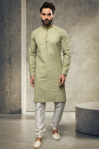 Green Cotton Casual Kurta Pajama (NMK-6153)