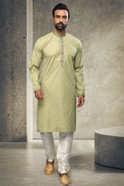 Green Cotton Casual Kurta Pajama (NMK-6162)