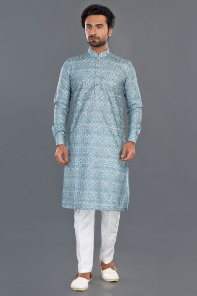 Green Cotton Casual Kurta Pajama (NMK-8143)