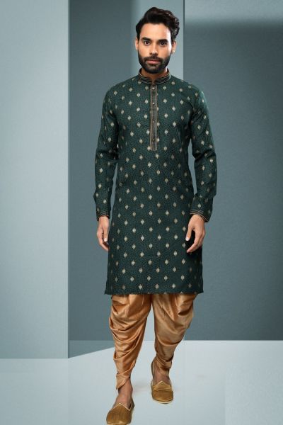 Green Cotton Kurta Pajama (NMK-6216)