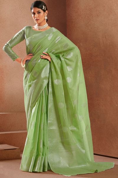 Green Modal Silk Sari (NWSA-5808)