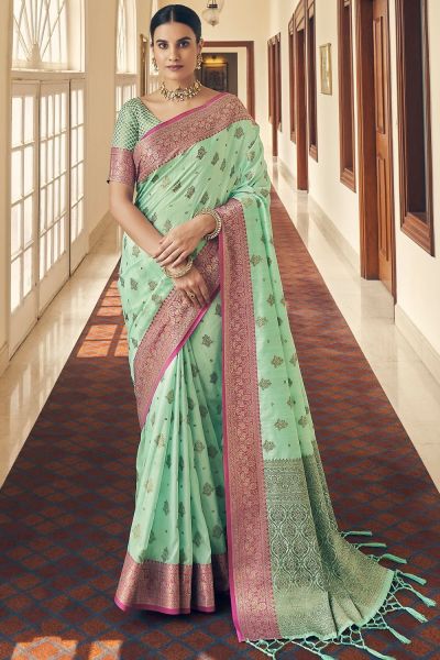 Green Tusser Silk Saree (NWSA-5830)