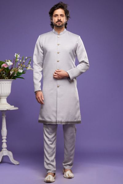 Grey Art Banarasi Silk Casual Indo Western (NMK-7063)