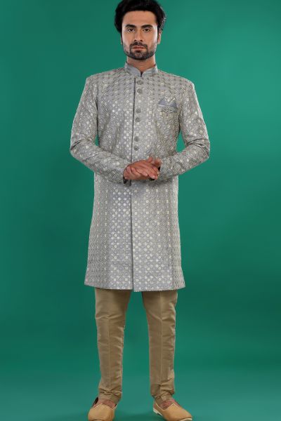 Grey Art Silk Indo Western (NMK-8083)