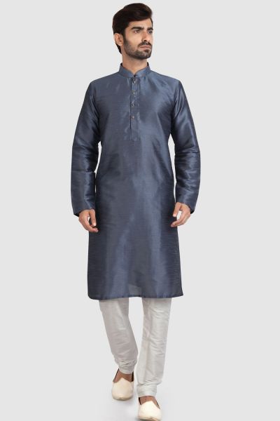 Grey Art Silk Kurta Pajama (NMK-5929)