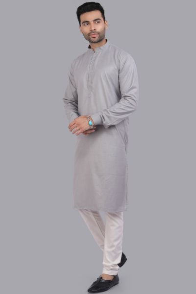 Grey Art Silk Mens Kurta Pajama (NMK-7512)