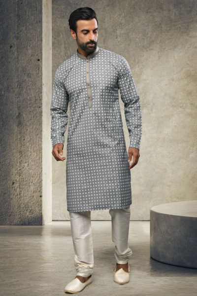 Grey Cotton Casual Kurta Pajama (NMK-6154)