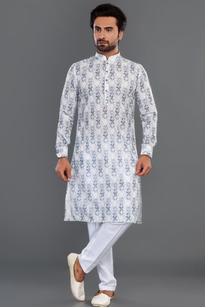 Grey Cotton Casual Kurta Pajama (NMK-8136)