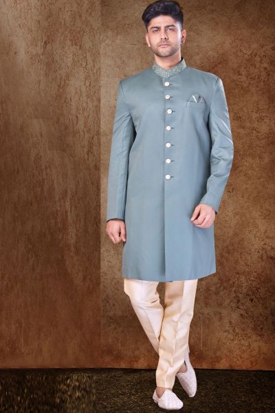 Grey Imported Sherwani for Men (NMK-6756)