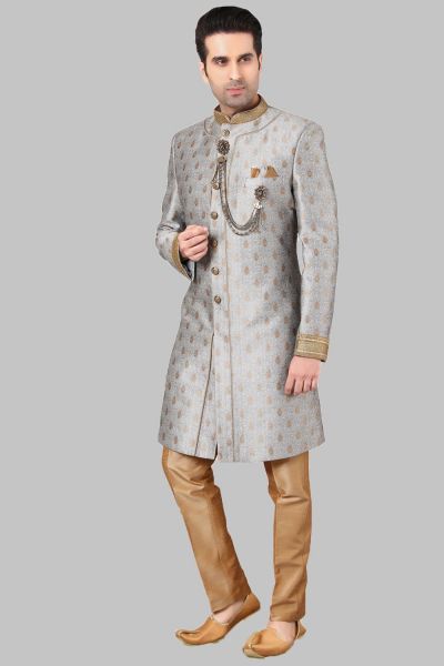 Grey Jaquard Mens Sherwani (NMK-5262)