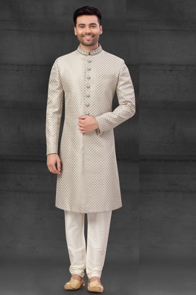 Grey Silk Sherwani (NMK-6018)