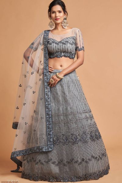 Grey Soft Net Lehenga Choli (NWG-1069)