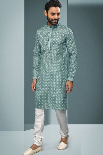 Light Blue Cotton Kurta Pajama (NMK-6219)