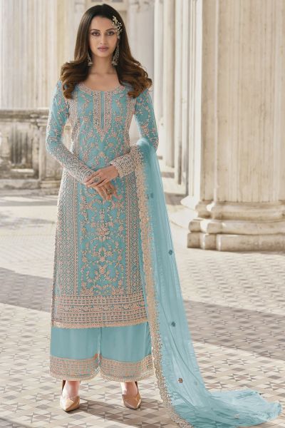 Light Blue Net Salwar Suit (NWS-6706)