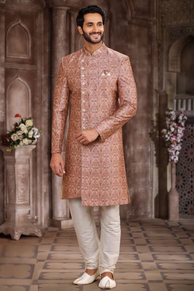 Light Brown Art Silk Mens Sherwani (NMK-6875)