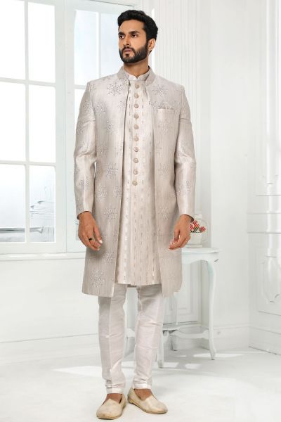 Light Grey Art Silk Indo Western (NMK-6280)