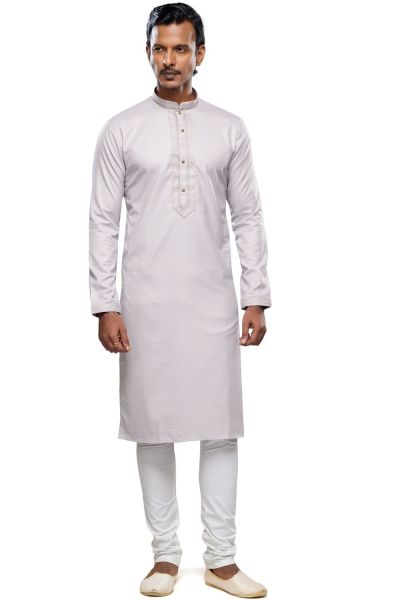 Light Grey Art Silk Kurta Pajama (NMK-7491)