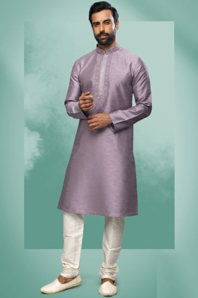 Light Purple Art Silk Kurta Pajama (NMK-6412)