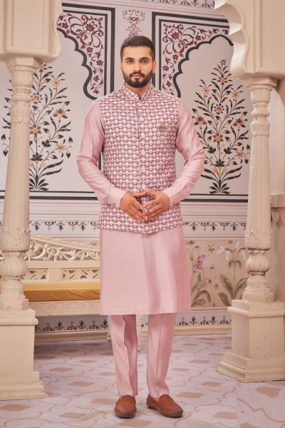 Light Purple Art Silk Nehru Jacket (NMK-7983)