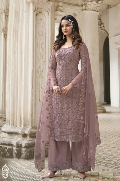 Buy Light Purple Net Salwar Suit NWS 6695 Online