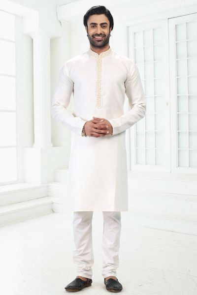 Linen Cotton Cream Kurta Pajama for Men (NMK-6648)