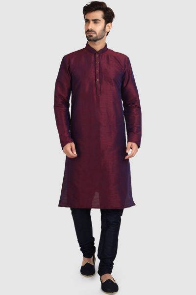 Magenta Art Silk Kurta Pajama (NMK-5934)