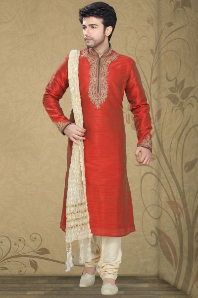 Maroon Art Silk Designer Kurta Pajama (NMK-2272)