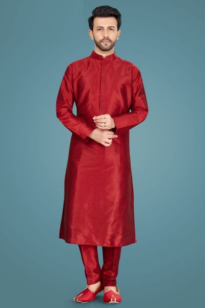 Maroon Art Silk Kurta Pajama (NMK-5142)