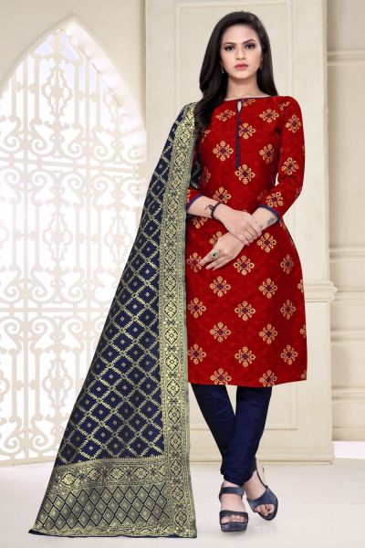 Maroon Banarasi Silk Salwar Suit (NWS-6360)