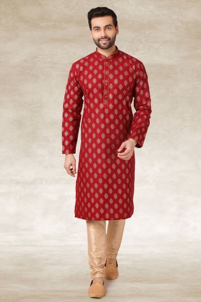 Maroon Cotton Kurta Pajama (NMK-5667)