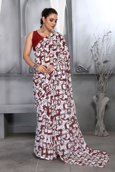 Maroon Faux Georgette Saree (NWSA-5951)