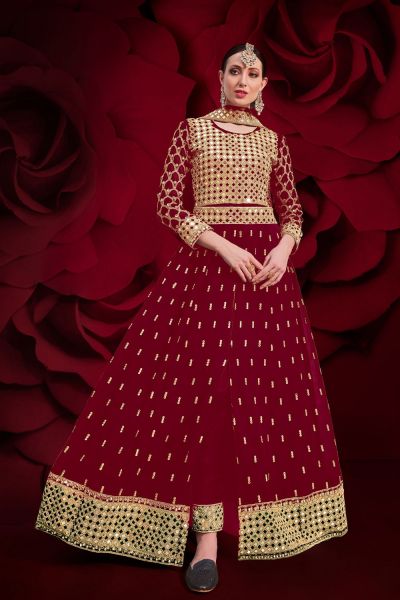 Maroon Georgette Salwar Suit (NWS-6085)