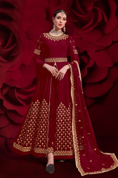 Maroon Georgette Salwar Suit (NWS-6183)