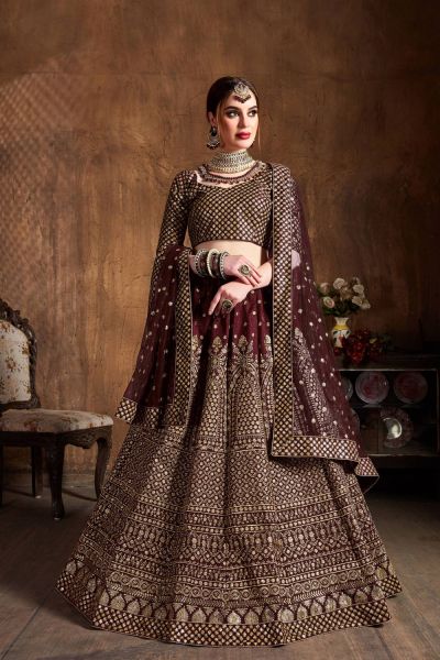 Maroon Raw Silk Lehenga Choli (NWG-1083)