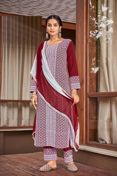 Maroon Rayon Salwar Suit (NWS-6759)