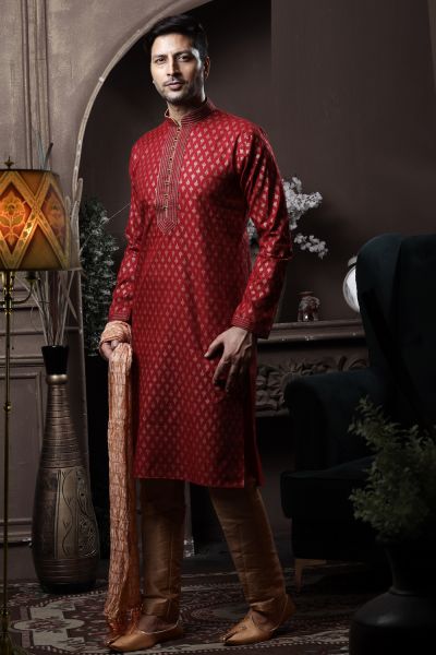 Maroon Silk Casual Kurta Pajama (NMK-6080)