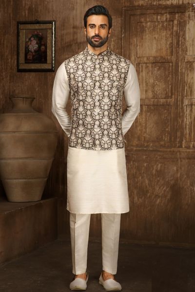 Mehendi Green Art Silk Nehru Jacket (NMK-6318)