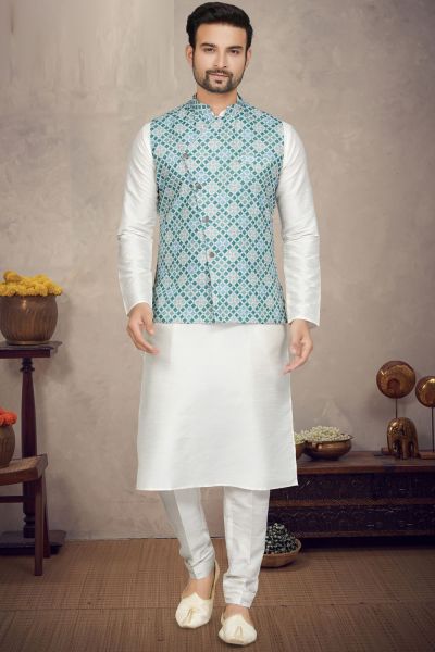 Multicoloured Art Silk Mens Nehru Jacket (NMK-6961)